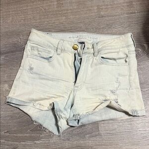 AE Distressed Light Blue Denim Shorts